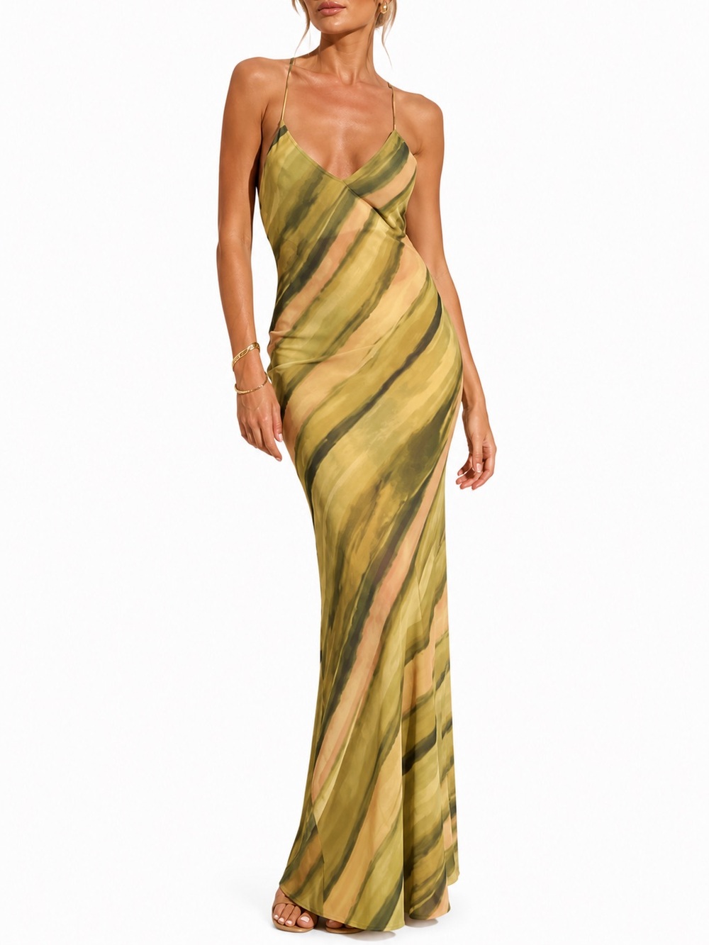 SLA The Label Samui Sheer Maxi Dress XS NWT Watercolor Slip Y2K Vacation